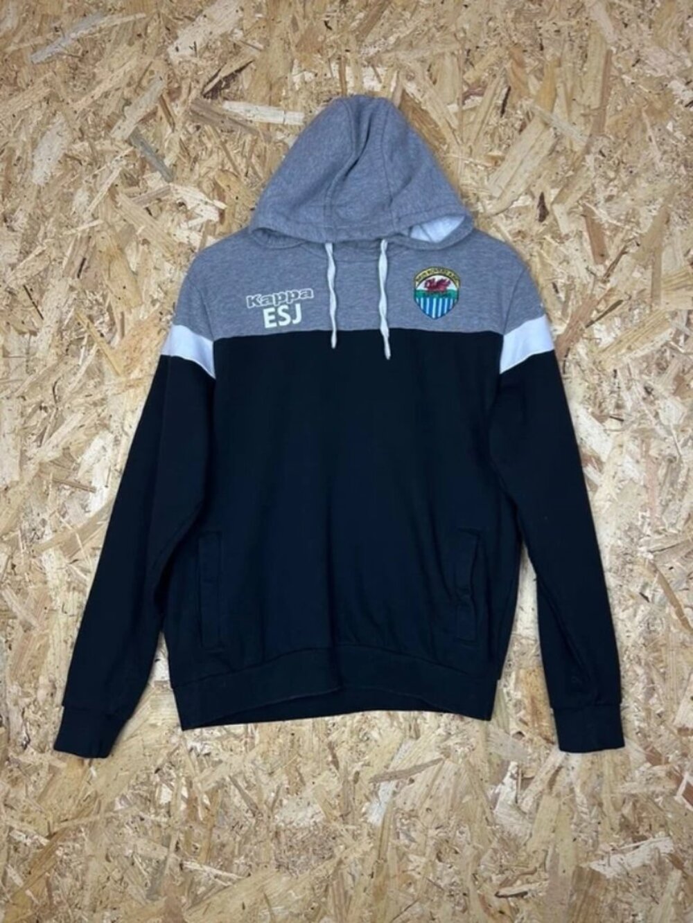 Kappa Hoodie Bryn Rovers AFC Sportswear Football Black Grey Medium